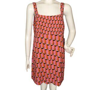 new DIANE VON FURSTENBERG Target Dress, 12 Mini,OP ART, Tank/Mini Pink Geometric